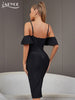Adyce Black Midi Club Bodycon Bandage Dress Vestidos Women Sexy Off Shoulder Celebrity Evening Summer Party Lady Dresses