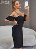 Adyce Black Midi Club Bodycon Bandage Dress Vestidos Women Sexy Off Shoulder Celebrity Evening Summer Party Lady Dresses