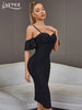 Adyce Black Midi Club Bodycon Bandage Dress Vestidos Women Sexy Off Shoulder Celebrity Evening Summer Party Lady Dresses