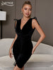 Adyce Black Ruched Women's Dress 2023 Summer Sexy Tank Sleeveless Deep V Neck Evening Club Celebrity Party Dress Vestido