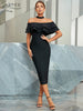 Adyce Black Ruffles Midi Bodycon Bandage Dress For Women Elegant Off Shoulder Summer Celebrity Party Evening Night Club Dresses