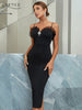 Adyce Black Spaghetti Strap Women's Midi Dress Sexy Lace Sleeveless Diamonds Celebrity Evening Party Summer Club Dresses