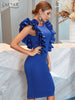 Adyce Celebrity Ruffles Midi Summer Dress For Women Sexy Backless Blue Evening Club Elegant Outwear Party Dress Vestidos