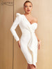 Adyce Elegant Outwear Women Dress 2023 Winter Sexy One Shoulder Long Sleeve Celebrity Runway Casual Club Party Dress