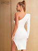 Adyce Elegant Outwear Women Dress 2023 Winter Sexy One Shoulder Long Sleeve Celebrity Runway Casual Club Party Dress