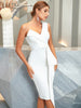 Adyce Elegant White Midi Summer Dress Sexy Sleeveless V Neck Women One Shoulder Ruffles Club Party Outwear Dress Outfits