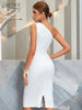 Adyce Elegant White Midi Summer Dress Sexy Sleeveless V Neck Women One Shoulder Ruffles Club Party Outwear Dress Outfits