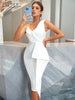Adyce Elegant White Midi Summer Dress Sexy Sleeveless V Neck Women One Shoulder Ruffles Club Party Outwear Dress Outfits