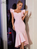 Adyce Elegant Women Trumpet Bandage Dress Outfits Sexy Ruffles Summer Midi Birthday Party Celebrity Evening Club Lady Pink Dress