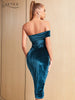 Adyce Elegant Women's Night Club Midi Velvet Dress Summer Sexy One Shoulder Short Sleeve Strapless Celebrity Party Dress