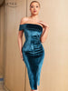 Adyce Elegant Women's Night Club Midi Velvet Dress Summer Sexy One Shoulder Short Sleeve Strapless Celebrity Party Dress