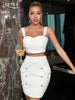 Adyce Elegant Women's White 2 Two Pieces Sets Sexy Tank Sleeveless Tops & Mini Skirts Buttons Club Party Outwear Sets