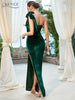 Adyce Evening Dress For Women Maxi Velvet Green One Shoulder Sleeveless Sexy High Split Club Party Celebrity Lady Dress