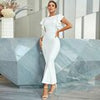 Adyce Evening Dress Women's Flutter Sleeve Crisscross Backless Mermaid Hem Dress Long Maxi Patchwork Celebrity Club Party Dress