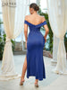 Adyce Evening Maxi Blue Long Dress For Women Off Shoulder Sexy High Split Club Party Celebrity Lady Dress Vestido 2023