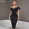 Adyce Evening Off Shoulder Black Bandage Dress Women Summer Sexy V Neck Midi Club Celebrity Elegant Bodycon Party Dress Vestidos