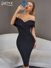 Adyce Evening Off Shoulder Black Bandage Dress Women Summer Sexy V Neck Midi Club Celebrity Elegant Bodycon Party Dress Vestidos