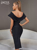 Adyce Evening Off Shoulder Black Bandage Dress Women Summer Sexy V Neck Midi Club Celebrity Elegant Bodycon Party Dress Vestidos