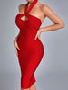 Adyce Evening Red Backless Bodycon Bandage Dress Sexy Women Hollow Out Club Celebrity Summer Party Sleeveless Midi Dress Outfits