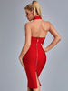 Adyce Evening Red Backless Bodycon Bandage Dress Sexy Women Hollow Out Club Celebrity Summer Party Sleeveless Midi Dress Outfits