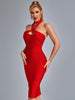 Adyce Evening Red Backless Bodycon Bandage Dress Sexy Women Hollow Out Club Celebrity Summer Party Sleeveless Midi Dress Outfits