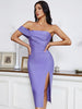 Adyce Evening Sexy One Shoulder Bandage Dress For Women Summer Elegant Violet Midi Club Celebrity Birthday Outwear Party Dresses
