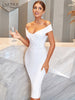 Adyce Evening Summer Elegant Women's Bandage Dress Off Shoulder Sexy V Neck Midi Celebrity Birthday Club Party Bodycon Dress
