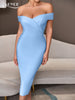 Adyce Evening Summer Elegant Women's Bandage Dress Off Shoulder Sexy V Neck Midi Celebrity Birthday Club Party Bodycon Dress