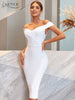 Adyce Evening Summer Elegant Women's Bandage Dress Off Shoulder Sexy V Neck Midi Celebrity Birthday Club Party Bodycon Dress