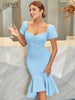 Adyce Club Midi Mermaid Dress Summer Elegant Women Short Puff Sleeve Evening Celebrity Birthday Party Dress Vestidos