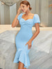 Adyce Club Midi Mermaid Dress Summer Elegant Women Short Puff Sleeve Evening Celebrity Birthday Party Dress Vestidos