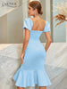 Adyce Club Midi Mermaid Dress Summer Elegant Women Short Puff Sleeve Evening Celebrity Birthday Party Dress Vestidos