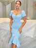 Adyce Club Midi Mermaid Dress Summer Elegant Women Short Puff Sleeve Evening Celebrity Birthday Party Dress Vestidos
