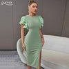 Adyce Female Green Ruffles Midi Dress Summer Short Butterfly Sleeve O Neck Celebrity Club Wear Evening Party Dress 2023