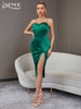 Adyce Summer Night Club Spaghetti Strap Dress Sexy Green Satin Draped Midi Women Evening Celebrity Party Camisole Dress