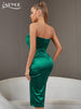Adyce Summer Night Club Spaghetti Strap Dress Sexy Green Satin Draped Midi Women Evening Celebrity Party Camisole Dress