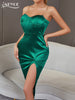 Adyce Summer Night Club Spaghetti Strap Dress Sexy Green Satin Draped Midi Women Evening Celebrity Party Camisole Dress