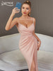 Adyce Summer Spaghetti Strap Midi Dress Sexy V Neck Draped Celebrity Night Club Birthday Party Chic Women Dress Vestidos