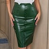 Adyce Women Midi Green PU Skirts 2023 Sexy Bodycon Buttons High Waist Club Streetwear Elegant Office Lady Pencil Skirts