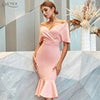 Adyce Women Pink Mermaid Dress Vestidos Summer Sexy Off Shoulder Elegant Evening Celebrity Midi Party Club Dress Outfits
