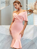 Adyce Women Pink Mermaid Dress Vestidos Summer Sexy Off Shoulder Elegant Evening Celebrity Midi Party Club Dress Outfits