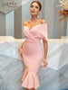 Adyce Women Pink Mermaid Dress Vestidos Summer Sexy Off Shoulder Elegant Evening Celebrity Midi Party Club Dress Outfits
