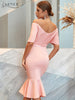 Adyce Women Pink Mermaid Dress Vestidos Summer Sexy Off Shoulder Elegant Evening Celebrity Midi Party Club Dress Outfits