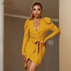 Adyce Women's  Autumn Winter Dress Sexy Long Sleeve Sashes V Neck Casual Club Celebrity Party Female Outfits Dress 2023
