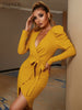 Adyce Women's  Autumn Winter Dress Sexy Long Sleeve Sashes V Neck Casual Club Celebrity Party Female Outfits Dress 2023