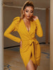 Adyce Women's  Autumn Winter Dress Sexy Long Sleeve Sashes V Neck Casual Club Celebrity Party Female Outfits Dress 2023