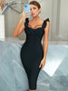 Adyce Women's Bodycon Bandage Dress Summer Elegant Black Ruffles Night Club Midi Celebrity Evening Birthday Party Dress