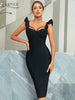 Adyce Women's Bodycon Bandage Dress Summer Elegant Black Ruffles Night Club Midi Celebrity Evening Birthday Party Dress