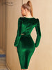 Adyce Women's Draped Velvet 2 Two Pieces Sets 2023 Winter Sexy V Neck Long Sleeve Tops & Skirts Elegant Club Party Sets