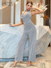 Adyce Women's Halter Backless Jumpsuits Sexy V Neck & Full Pants Sequins Club Party Casual Streetwear Rompers Jumpsuits